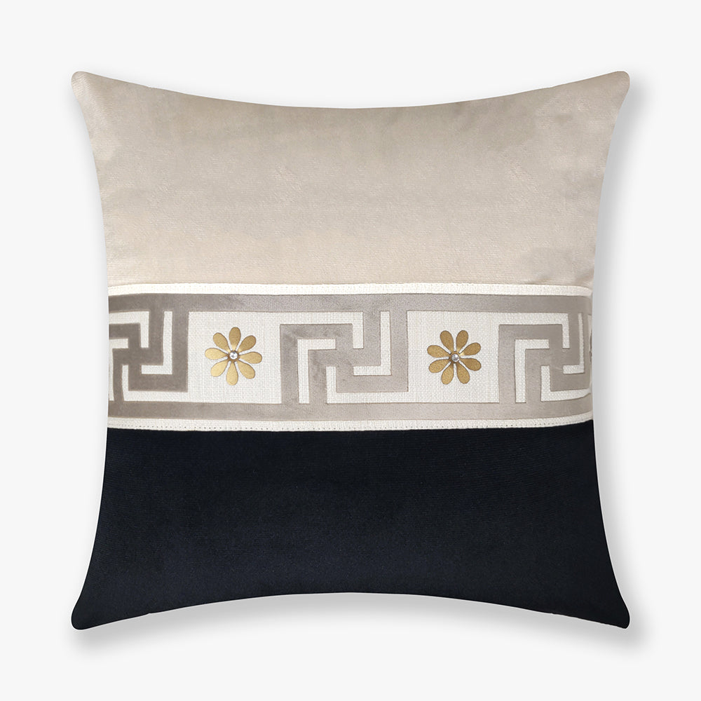 Modern Greek Border Color Block Cushion Cover, 16x16 inch