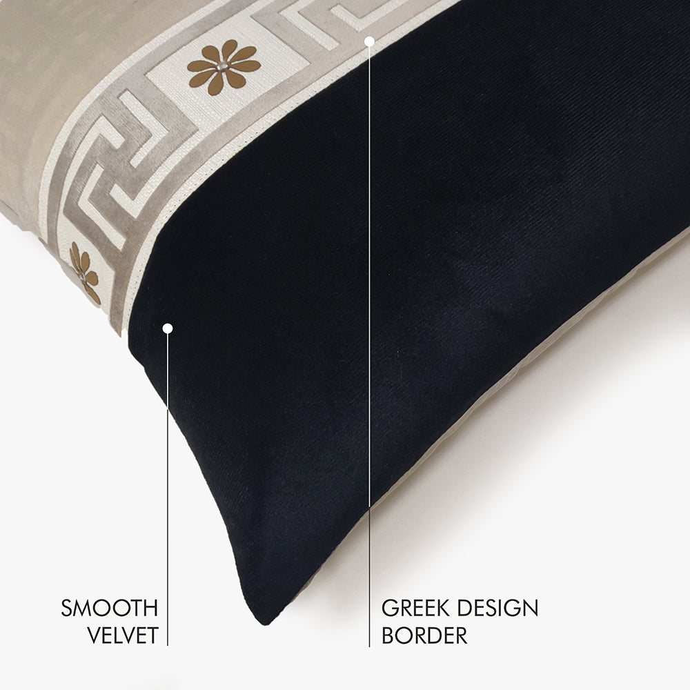 Modern Greek Border Color Block Cushion Cover, 16x16 inch