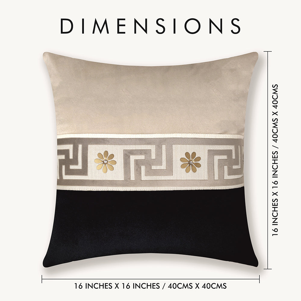 Modern Greek Border Color Block Cushion Cover, 16x16 inch