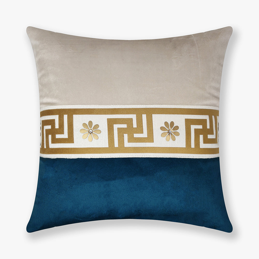 Modern Greek Border Color Block Cushion Cover, 16x16 inch