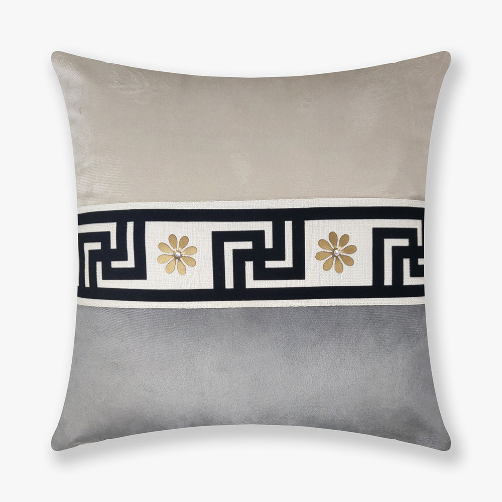 Modern Greek Border Color Block Cushion Cover, 16x16 inch