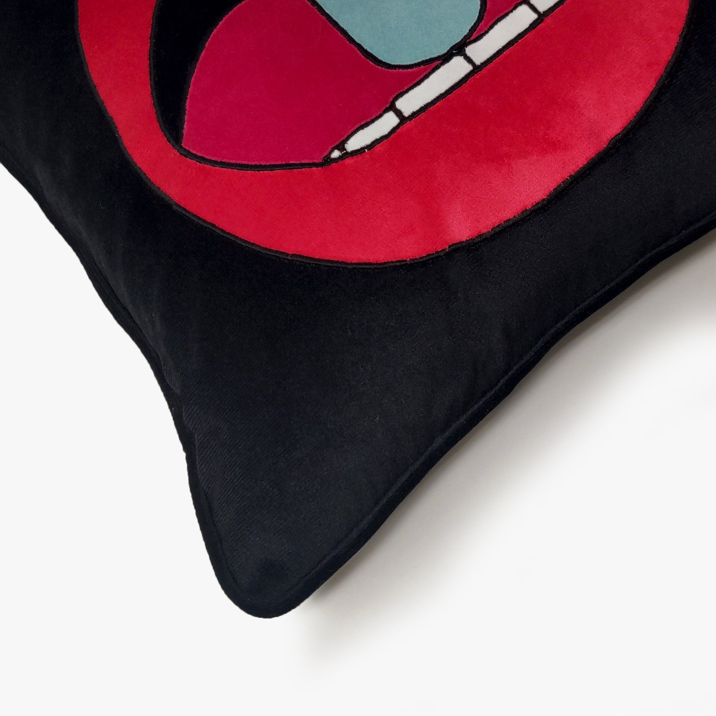 Quirky Chill Pill Red Velvet Cushion Cover, 16x16 inch