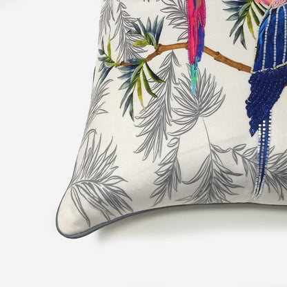 Scarlett Beaded Parrots Cushion Cover