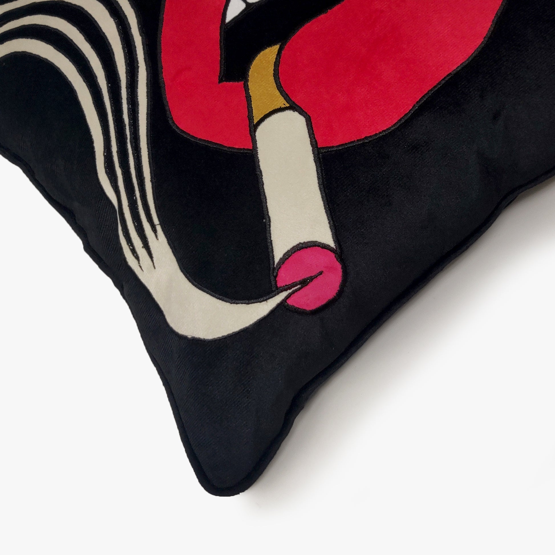 Smoking Lips Red Quirky Velvet Cushion Cover, 16x16 inch